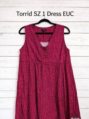 torrid Fuchsia Geometric Sleeveless Midi Dress